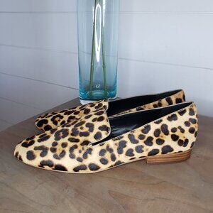 Sole Society Takina Leopard Real Cow Hair Loafer Flat Size 8
